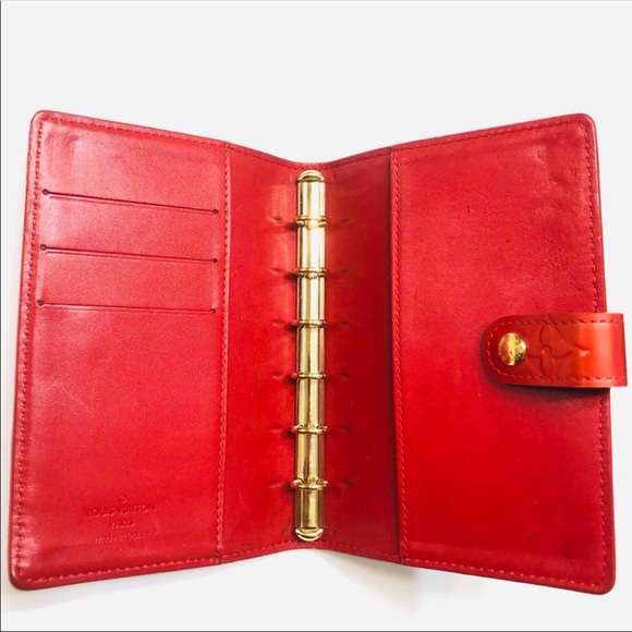 GENUINE LOUIS VUITTON Red Vernis Notebook Agenda Cover PM - Picture 7 of 12